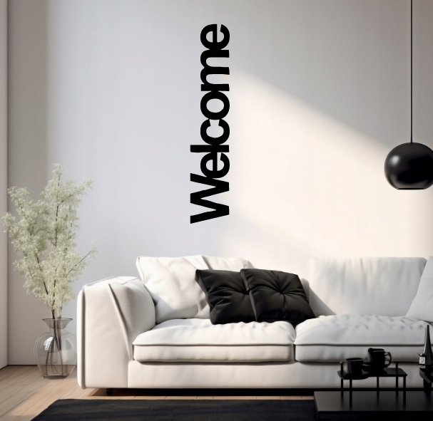Ozdoba 3d dekoracja ścienna napis WELCOME obraz ażurowy z płyty HDF do biura, ozdoba obok drzwi
