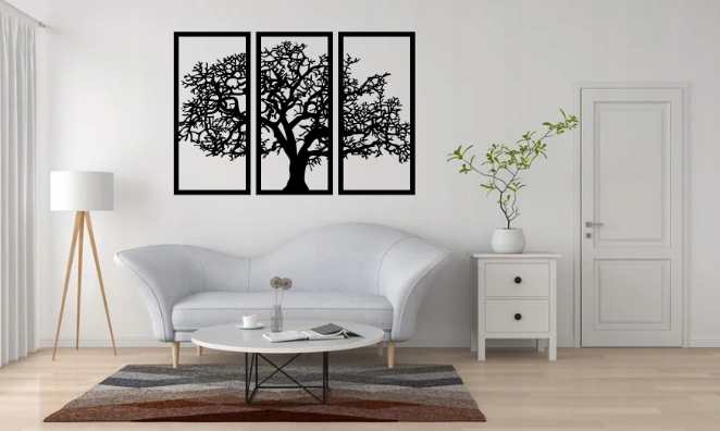 Tryotyk obraz z trzech części, ozdoba ścienna 3d z płyty HDF