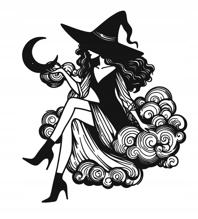 DEKORACJA ścienna Obraz wzór WIEDŹMA Z KSIĘŻYCEM