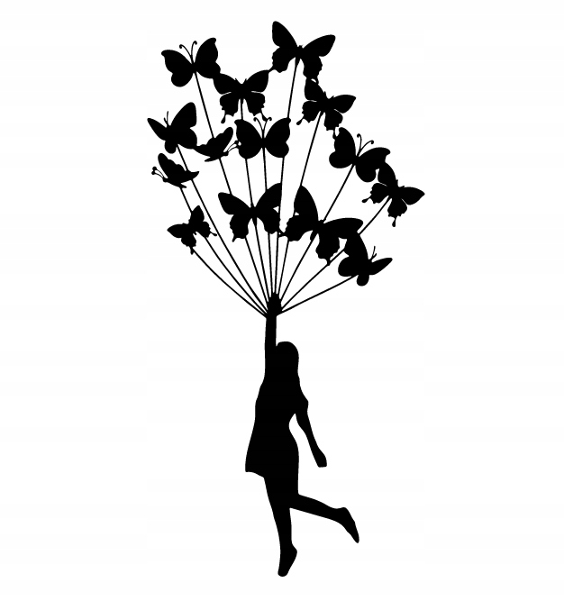 DZIEWCZYNKA Z MOTYLAMI DEKORACJA PANEL ŚCIENNY NAKLEJKA OBRAZ