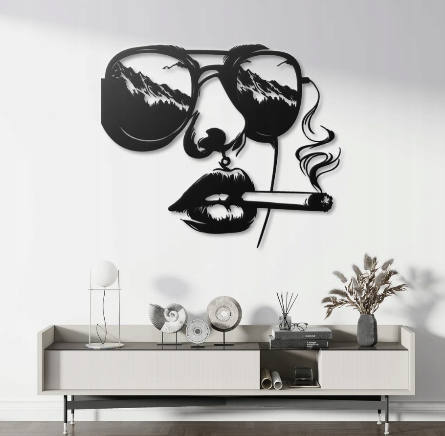 DEKORACJA ścienna Obraz wzór TWARZ KOBIETY W OKULARACH I Z PAPIEROSEM - obrazek 2