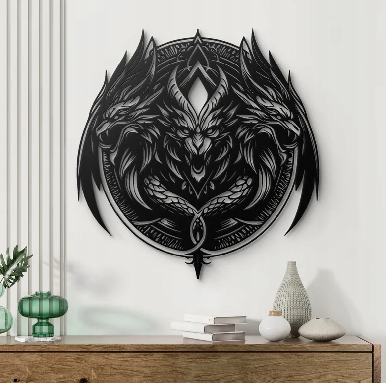 DEKORACJA ścienna Obraz wzór TRÓJGŁOWY SMOK - obrazek 3