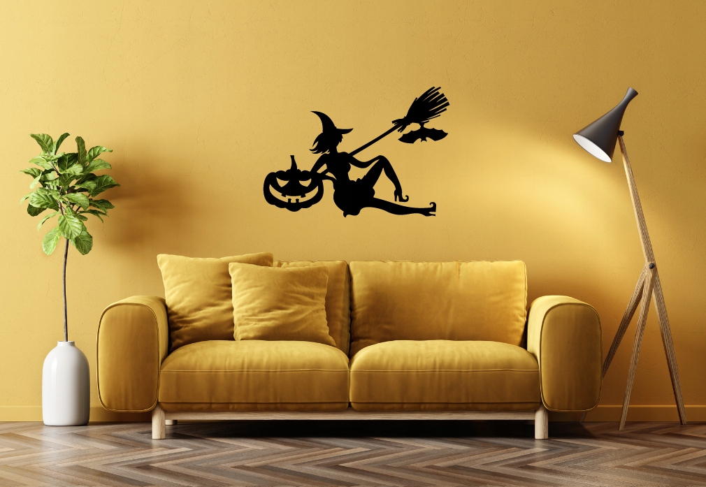 HALLOWEEN WIEDŹMA DEKORACJA PANEL ŚCIENNY NAKLEJKA OBRAZ - obrazek 3