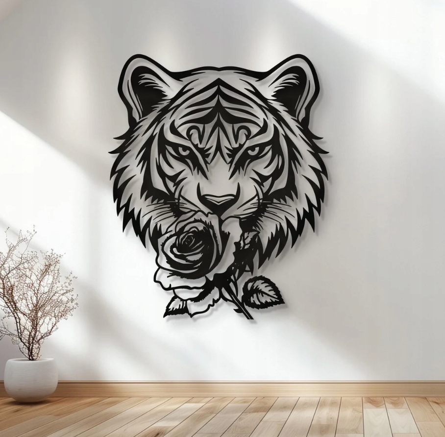DEKORACJA ścienna Obraz wzór TYGRYS Z RÓŻĄ - obrazek 3