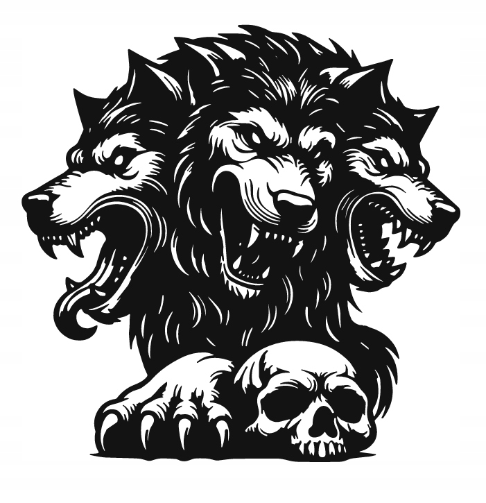 DEKORACJA ścienna Obraz wzór TRÓJGŁOWY PIES CERBER