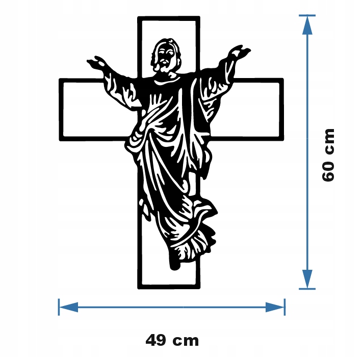 JEZUS NA KRZYŻU DEKORACJA PANEL ŚCIENNY NAKLEJKA OBRAZ - obrazek 4