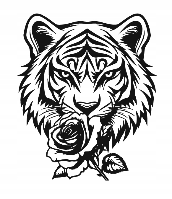 DEKORACJA ścienna Obraz wzór TYGRYS Z RÓŻĄ