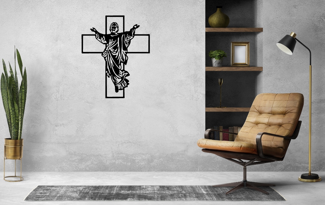 JEZUS NA KRZYŻU DEKORACJA PANEL ŚCIENNY NAKLEJKA OBRAZ - obrazek 2