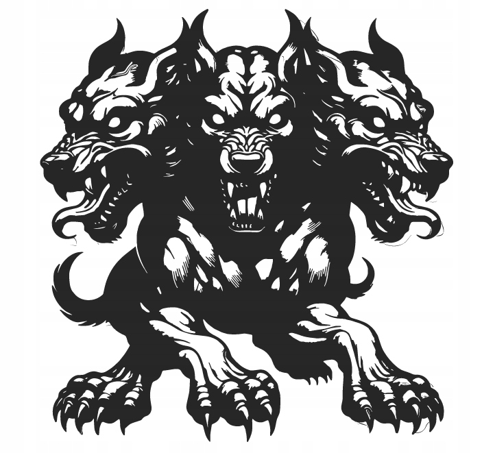 DEKORACJA ścienna Obraz wzór TRÓJGŁOWY PIES