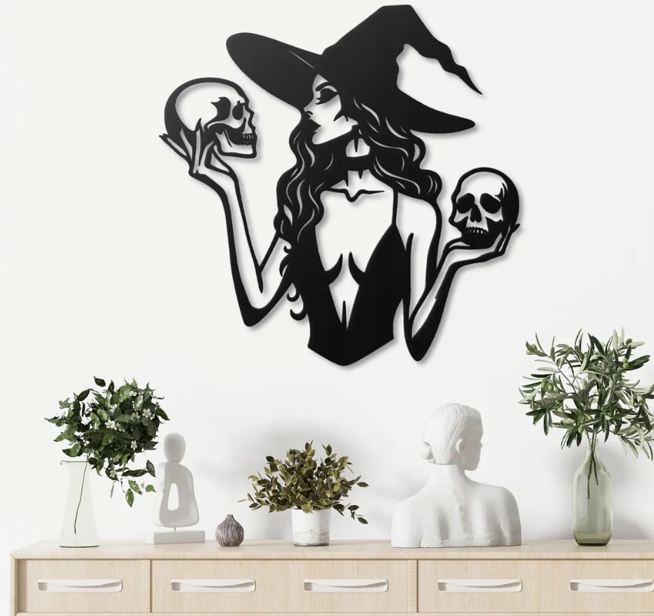 DEKORACJA ścienna Obraz wzór WIEDŹMA Z CZASZKAMI - obrazek 3