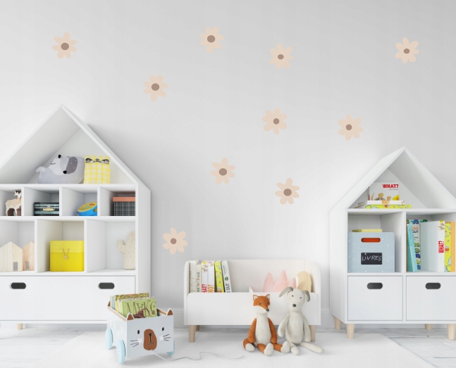 Naklejki na ścianę kwiaty stokrotki beżowe MATOWE - obrazek 6