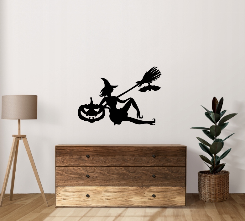 HALLOWEEN WIEDŹMA DEKORACJA PANEL ŚCIENNY NAKLEJKA OBRAZ - obrazek 2