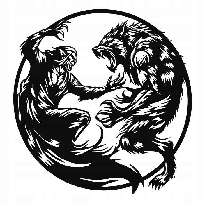 DEKORACJA ścienna Obraz wzór WALKA WAMPIRA Z WILKIEM