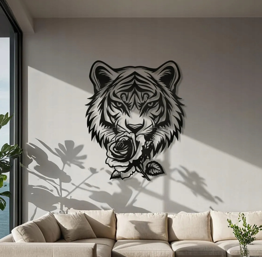 DEKORACJA ścienna Obraz wzór TYGRYS Z RÓŻĄ - obrazek 2