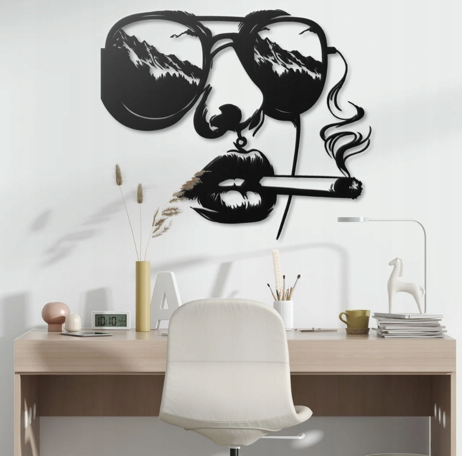 DEKORACJA ścienna Obraz wzór TWARZ KOBIETY W OKULARACH I Z PAPIEROSEM - obrazek 3