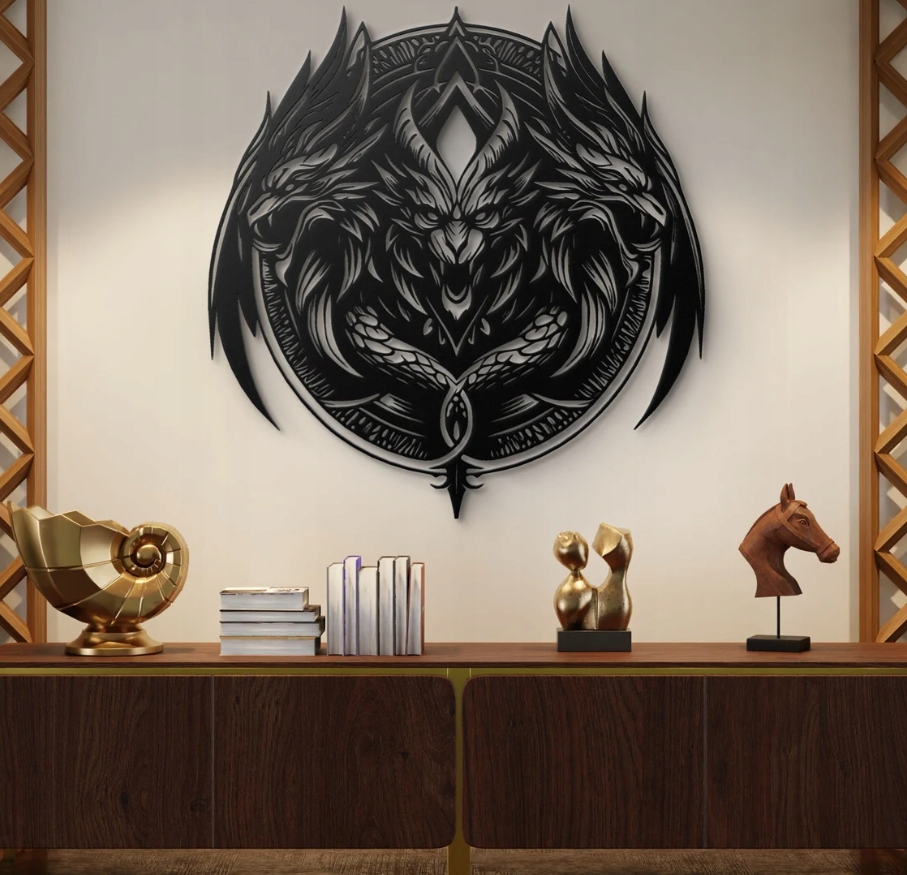 DEKORACJA ścienna Obraz wzór TRÓJGŁOWY SMOK - obrazek 2