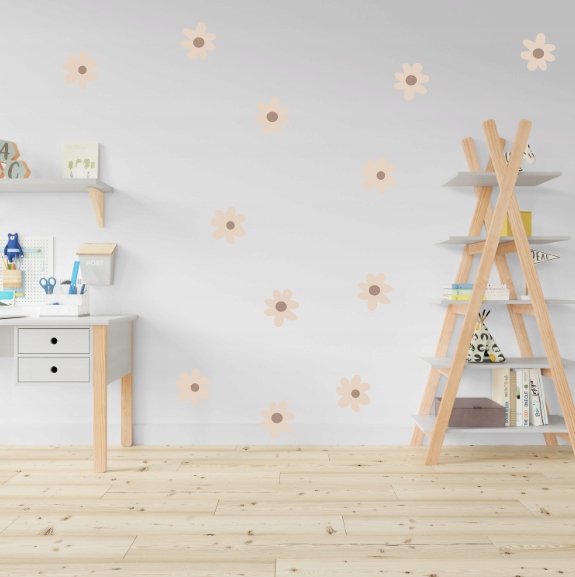 Naklejki na ścianę kwiaty stokrotki beżowe MATOWE - obrazek 4