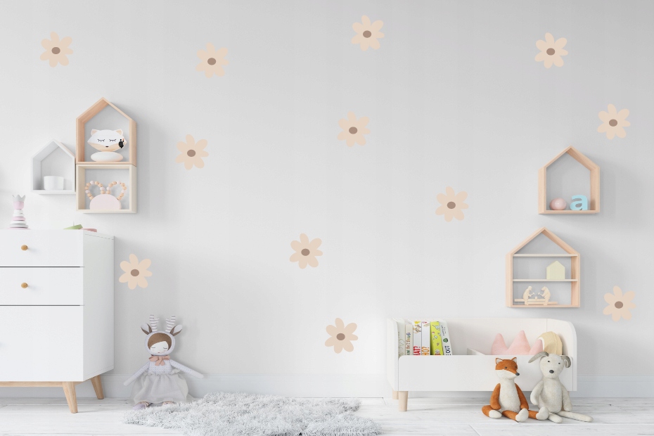 Naklejki na ścianę kwiaty stokrotki beżowe MATOWE - obrazek 3