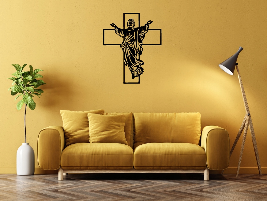 JEZUS NA KRZYŻU DEKORACJA PANEL ŚCIENNY NAKLEJKA OBRAZ - obrazek 3