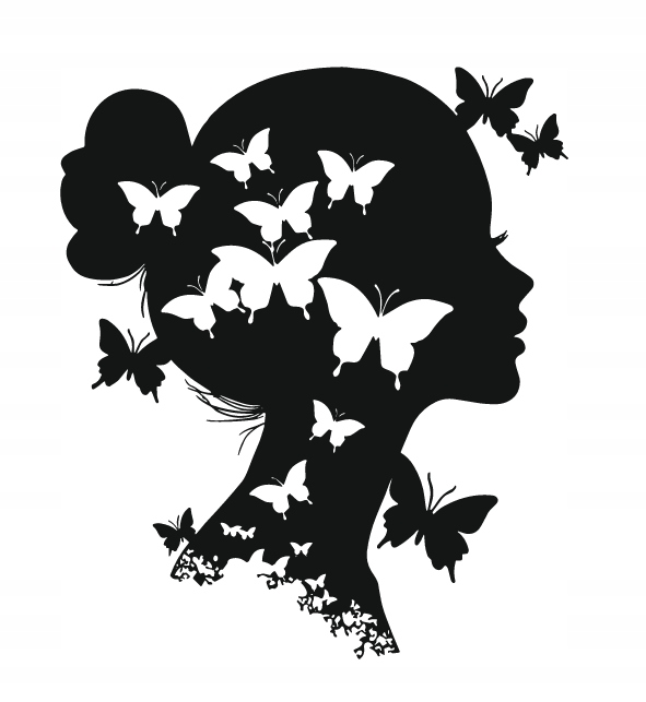 DEKORACJA ścienna Obraz wzór TWARZ Z MOTYLAMI