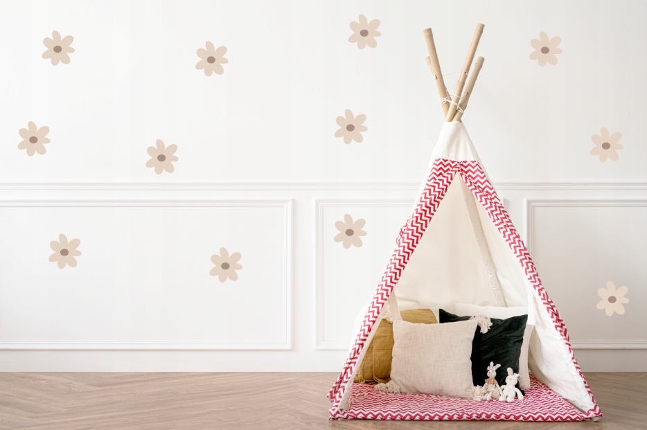 Naklejki na ścianę kwiaty stokrotki beżowe MATOWE - obrazek 2