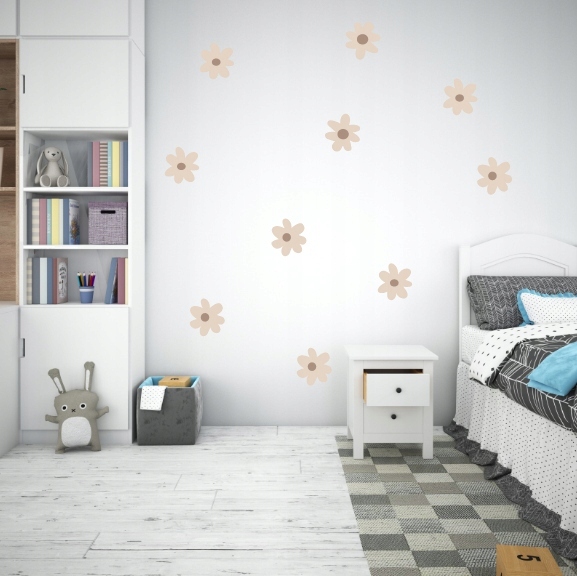 Naklejki na ścianę kwiaty stokrotki beżowe MATOWE - obrazek 5