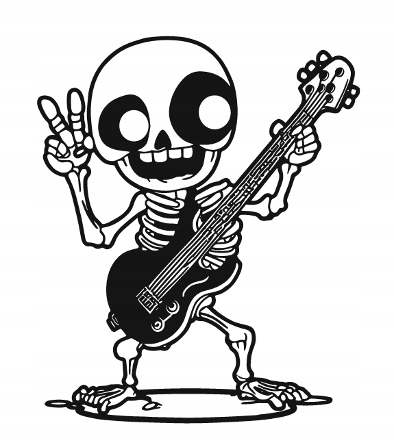DEKORACJA ścienna Obraz wzór SZKIELET Z GITARĄ