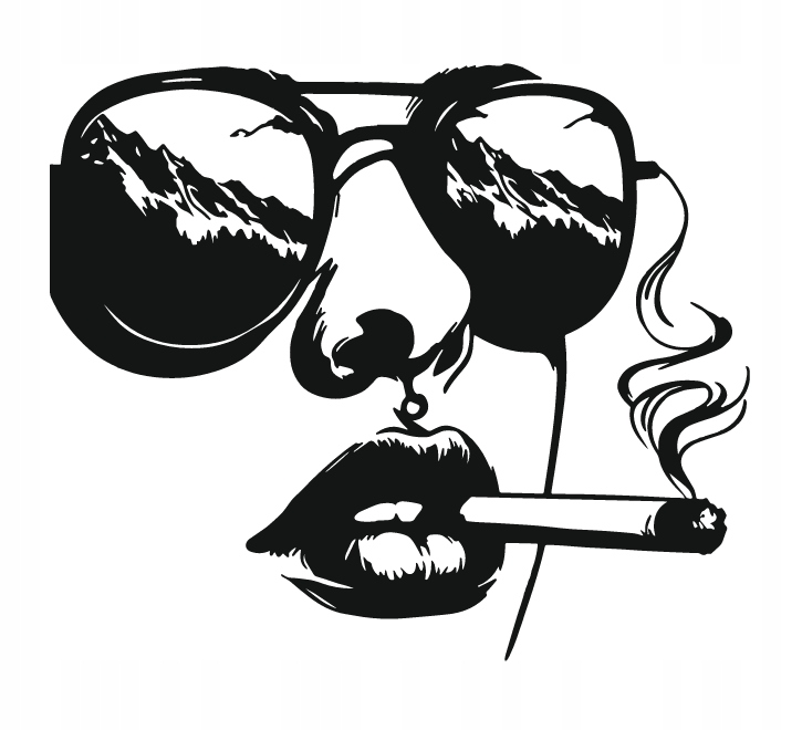 DEKORACJA ścienna Obraz wzór TWARZ KOBIETY W OKULARACH I Z PAPIEROSEM