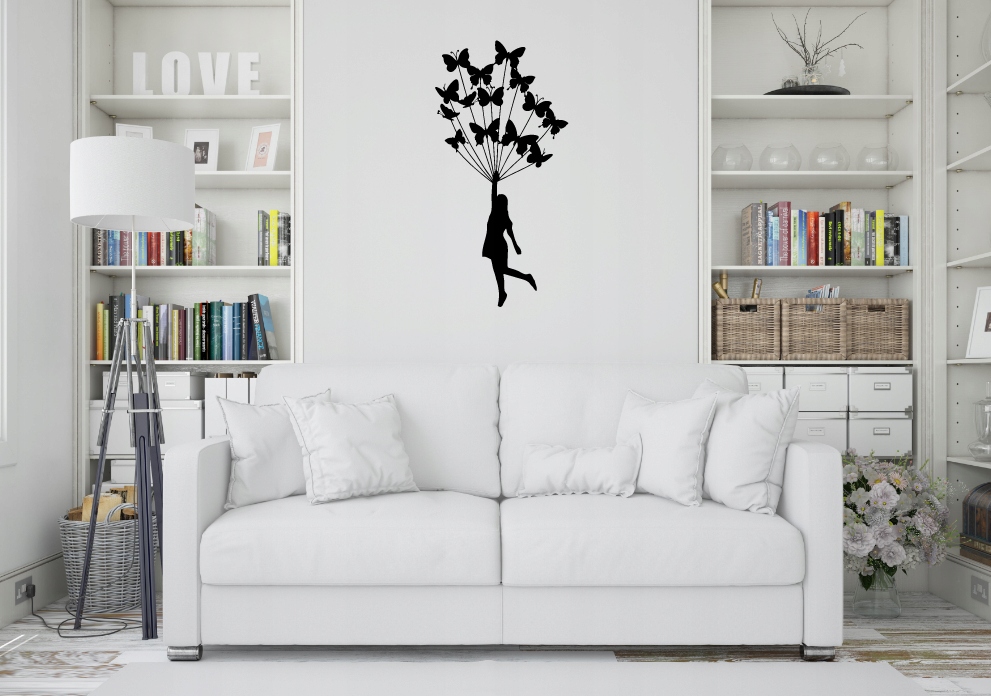 DZIEWCZYNKA Z MOTYLAMI DEKORACJA PANEL ŚCIENNY NAKLEJKA OBRAZ - obrazek 3