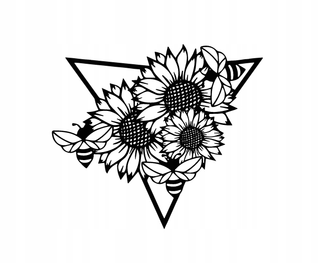 DEKORACJA ścienna Obraz wzór słoneczniki i pszczoły