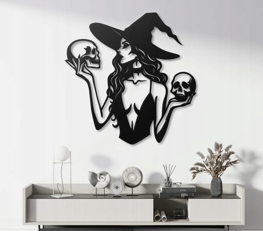 DEKORACJA ścienna Obraz wzór WIEDŹMA Z CZASZKAMI - obrazek 2