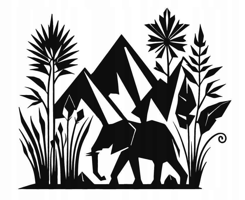 DEKORACJA ścienna Obraz wzór SŁOŃ W GÓRACH